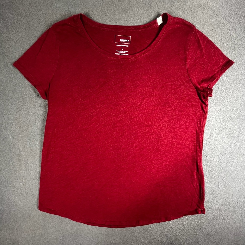 Sonoma Everyday Tee Red Short Sleeve Crew Neck T-Shirt Top Large